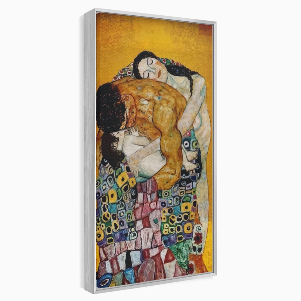 Tablou canvas cu reproducere pictura the family, in rama de aluminiu argintiu